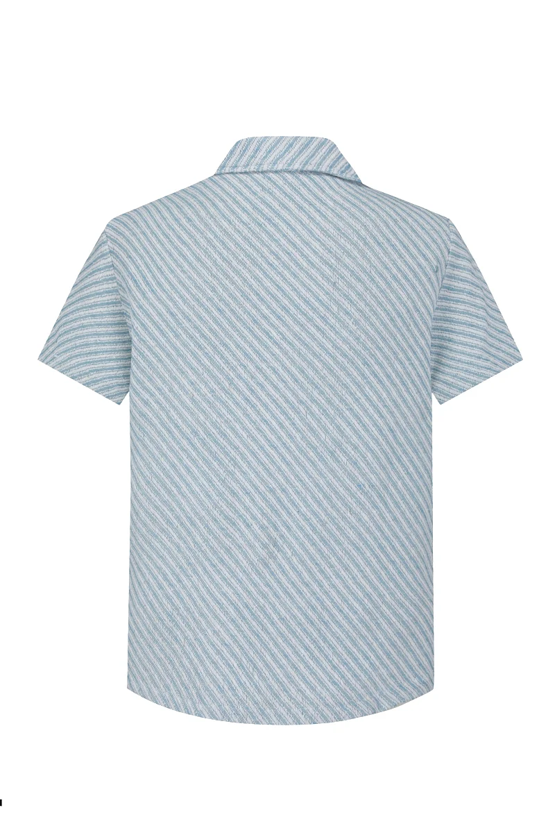 Chemise manches courtes texturée à rayures - Image 4