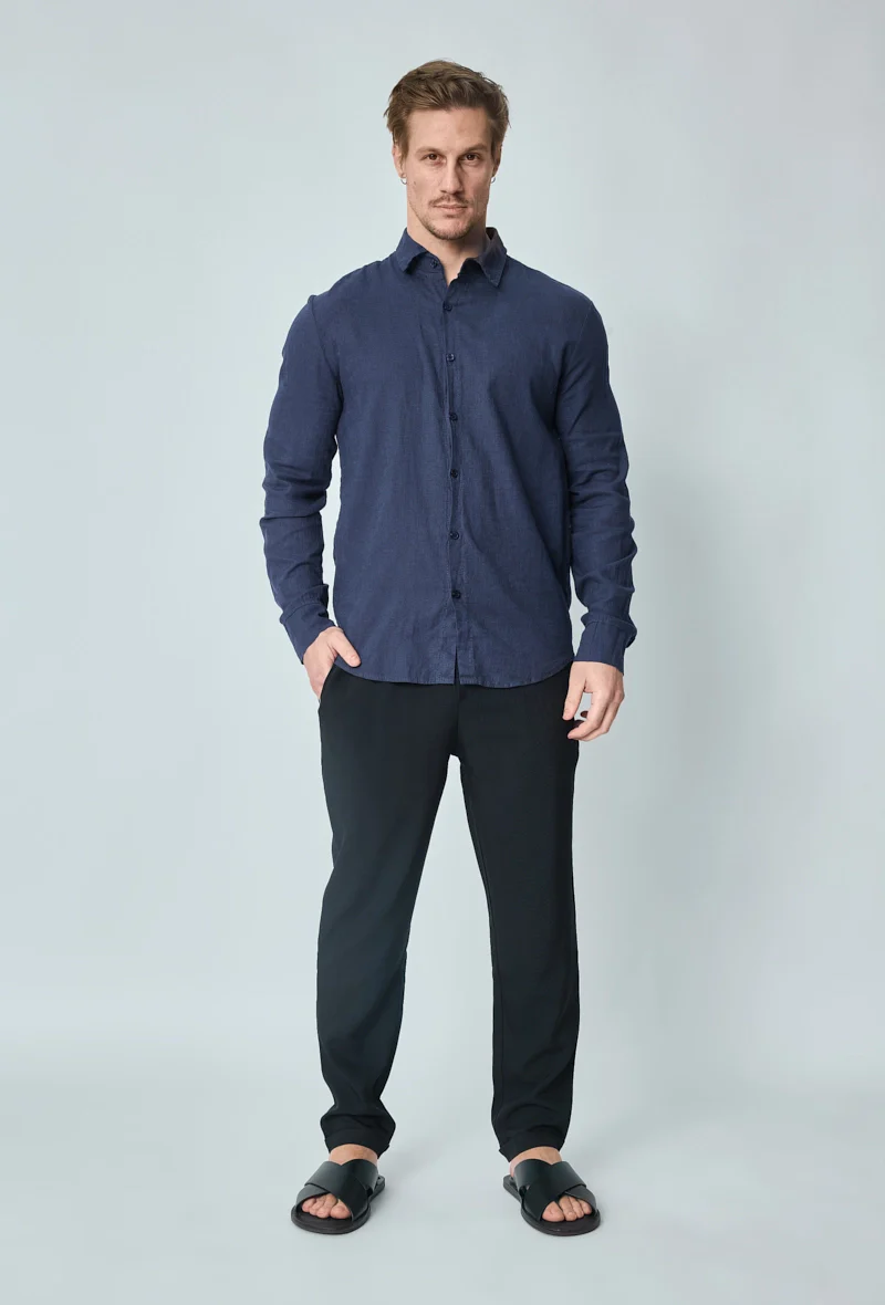 Chemise manches longues uni en lin - Image 10