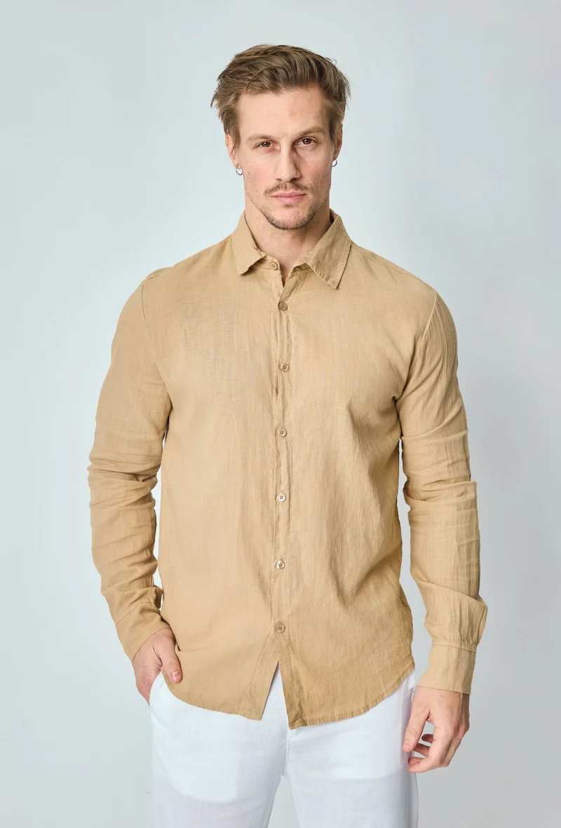 Chemise manches longues uni en lin - Image 11