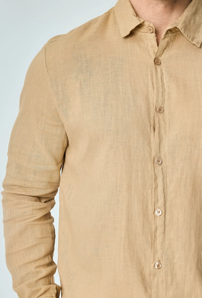Chemise manches longues uni en lin - Image 12
