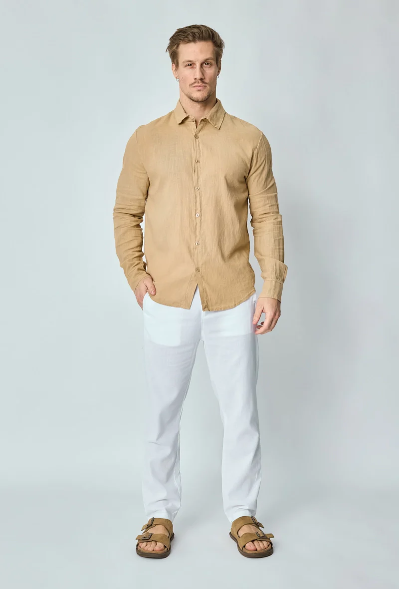 Chemise manches longues uni en lin - Image 15