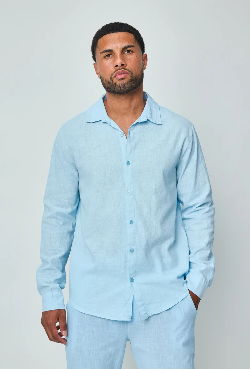 Chemise manches longues uni en lin - Image 16