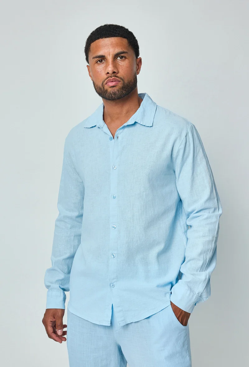 Chemise manches longues uni en lin - Image 17