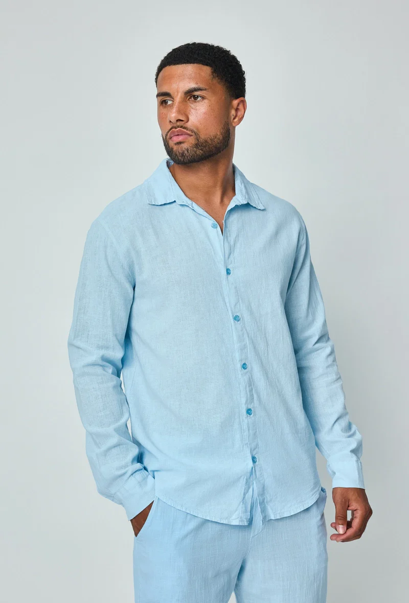 Chemise manches longues uni en lin - Image 18