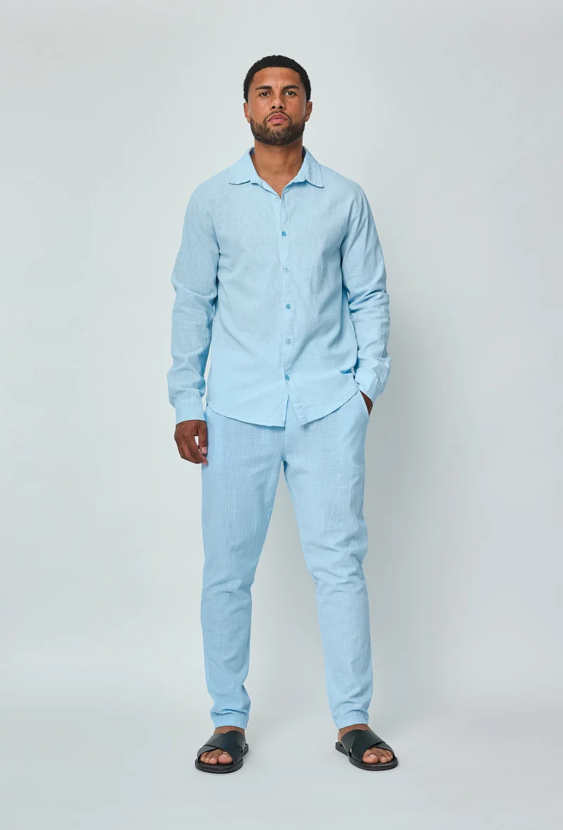 Chemise manches longues uni en lin - Image 21