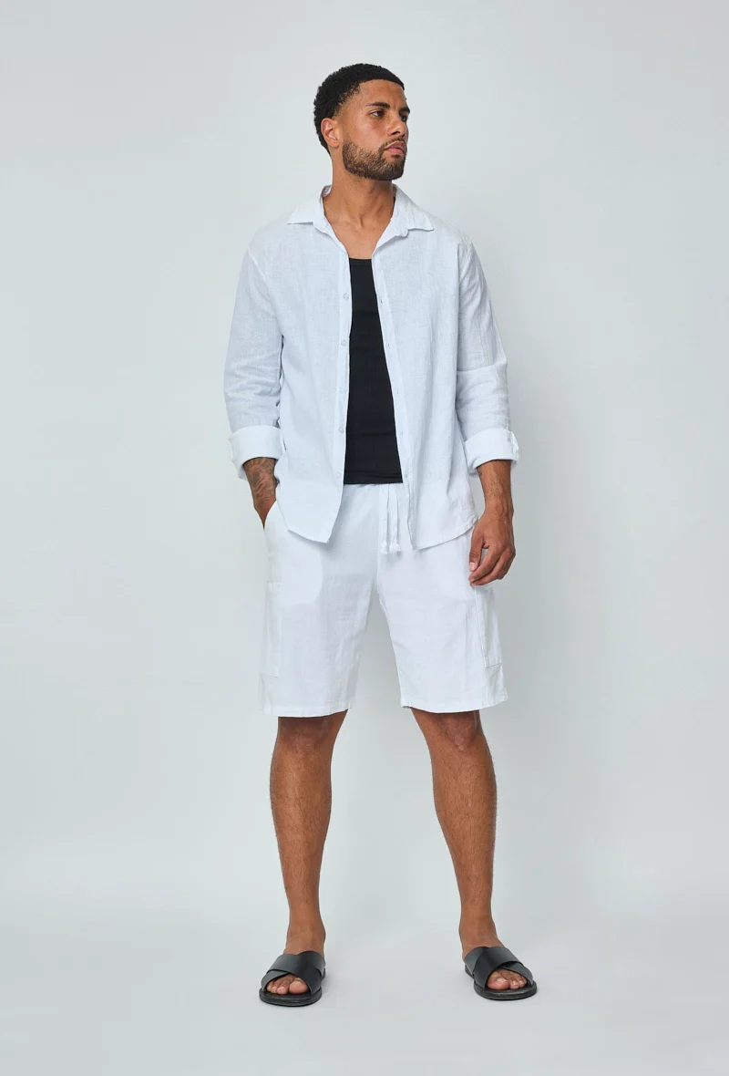 Chemise manches longues uni en lin - Image 22