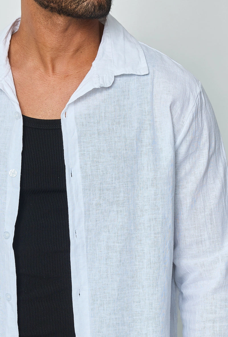 Chemise manches longues uni en lin - Image 23