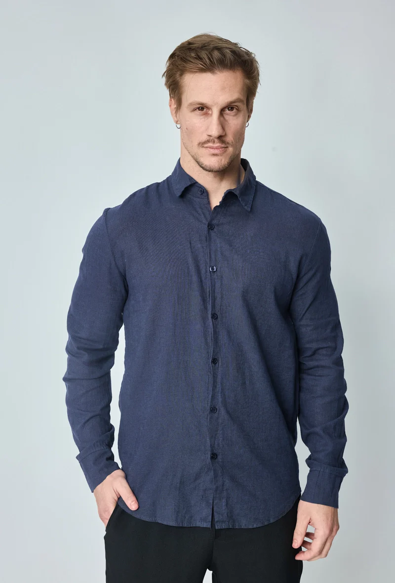 Chemise manches longues uni en lin - Image 6