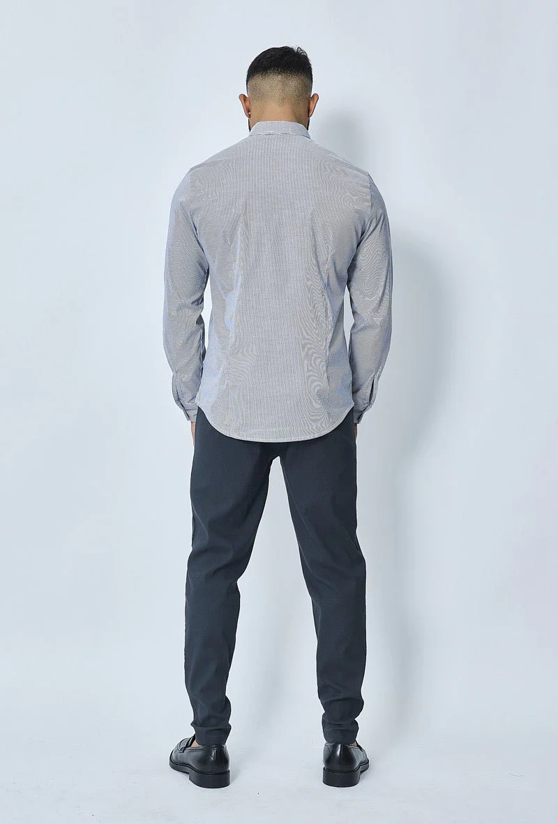 Chemise oxford à rayure col mao - Image 10
