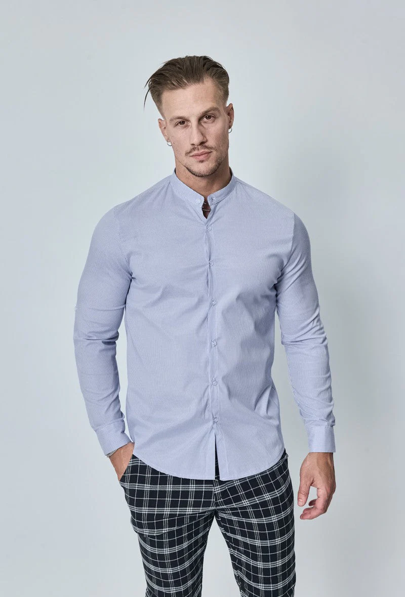 Chemise oxford à rayure col mao - Image 11