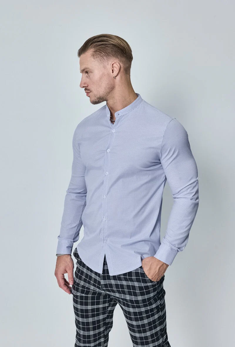 Chemise oxford à rayure col mao - Image 13
