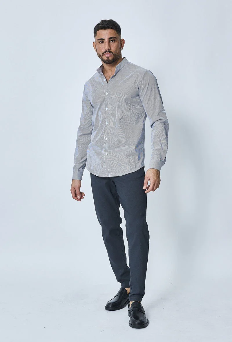 Chemise oxford à rayure col mao - Image 8