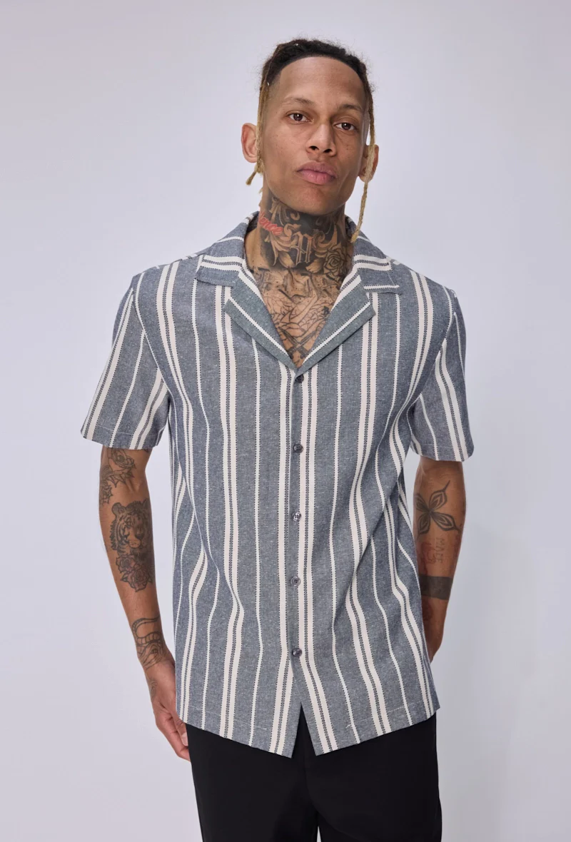 Chemise rayée col bowling - Image 5