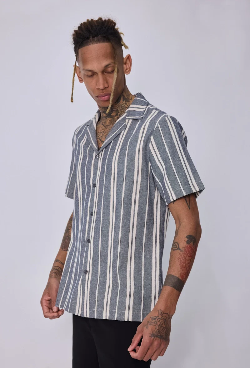 Chemise rayée col bowling - Image 6