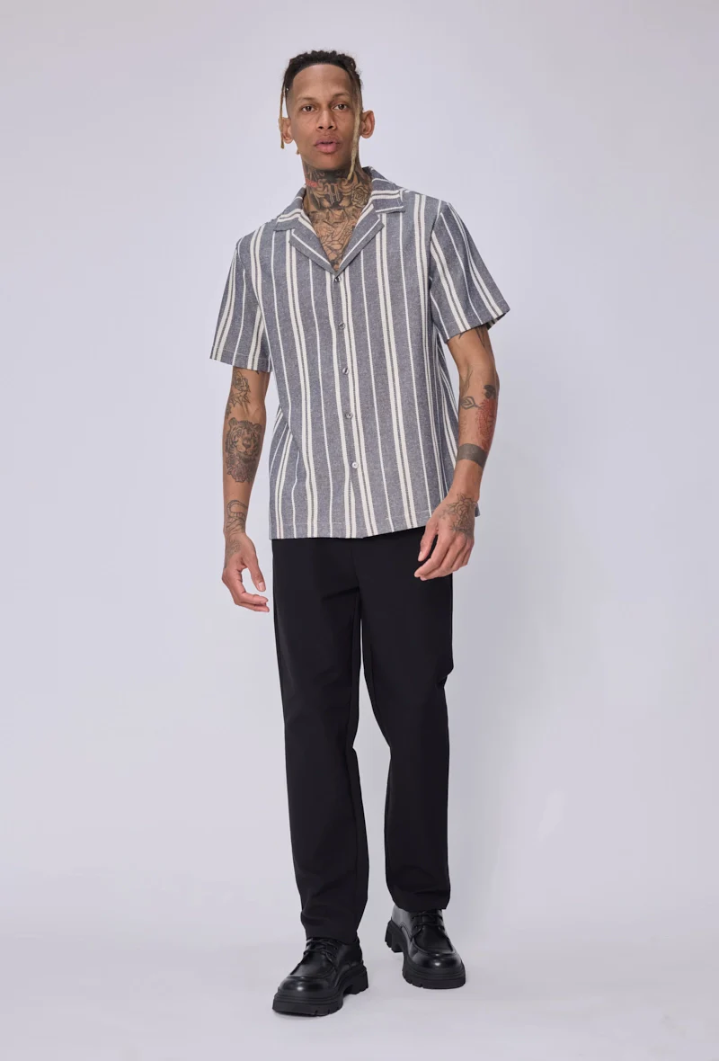 Chemise rayée col bowling - Image 8