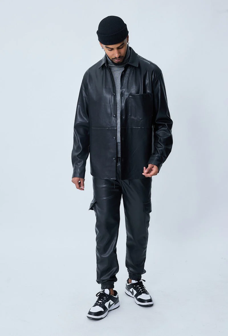 Veste similicuir à empiècement