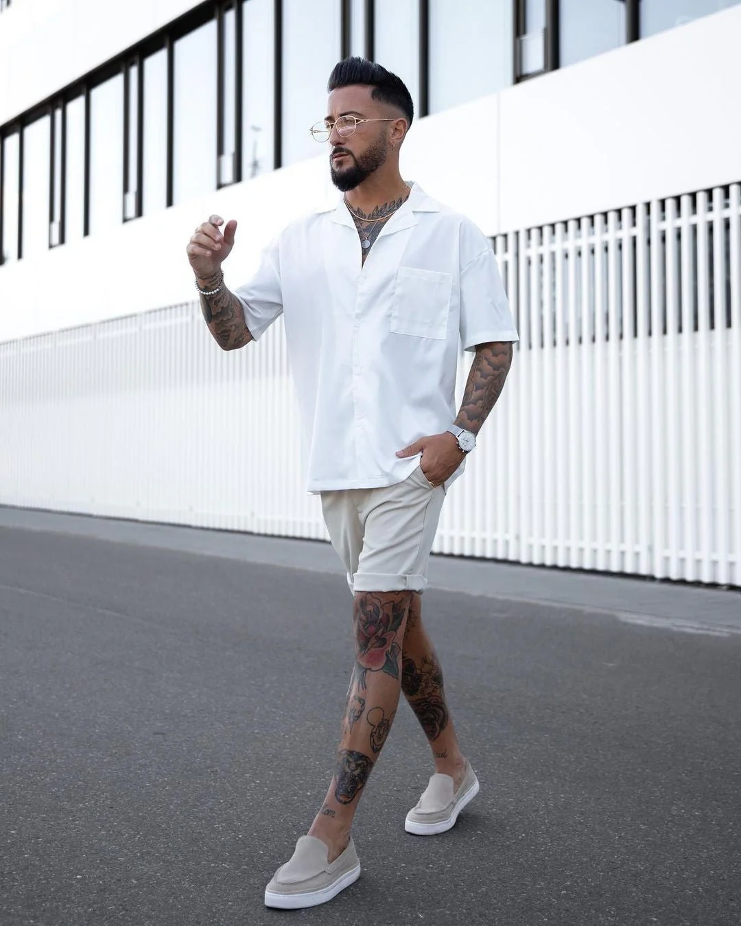 Chemise toile manches courtes unie - Image 3