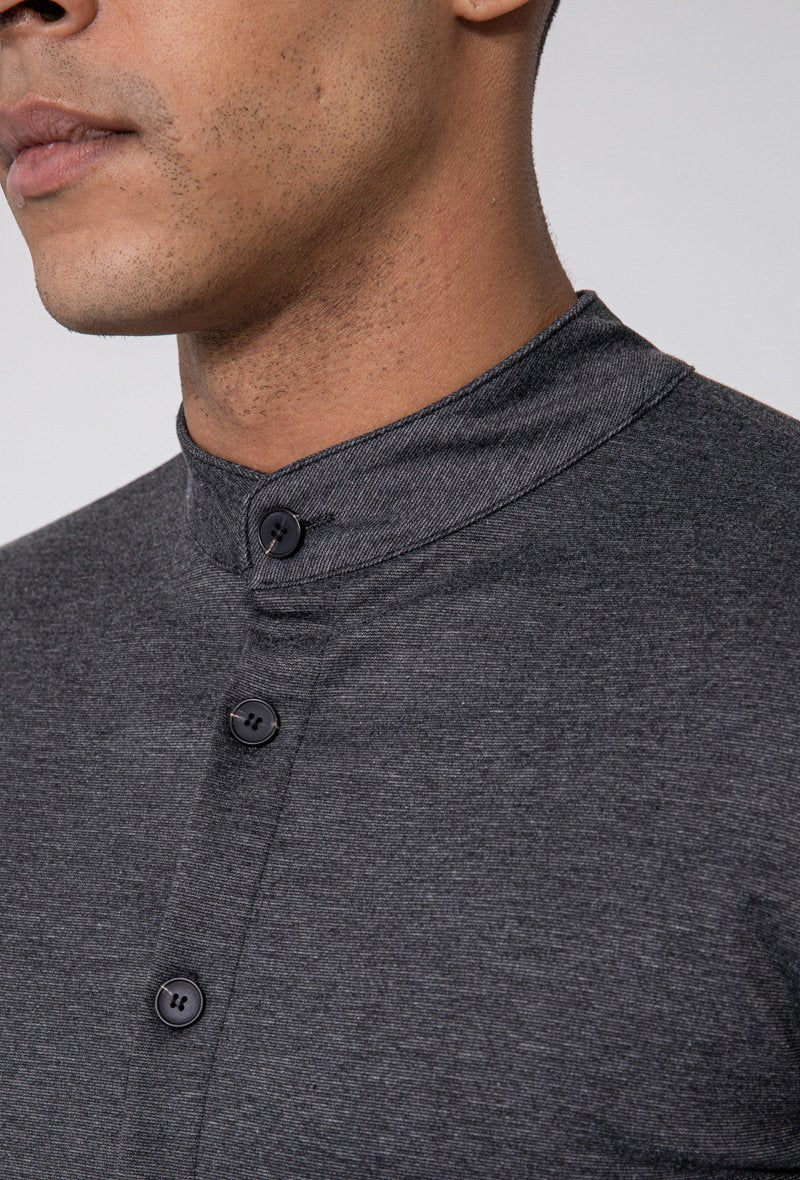 Chemise unie col mao à manches longues - Image 12