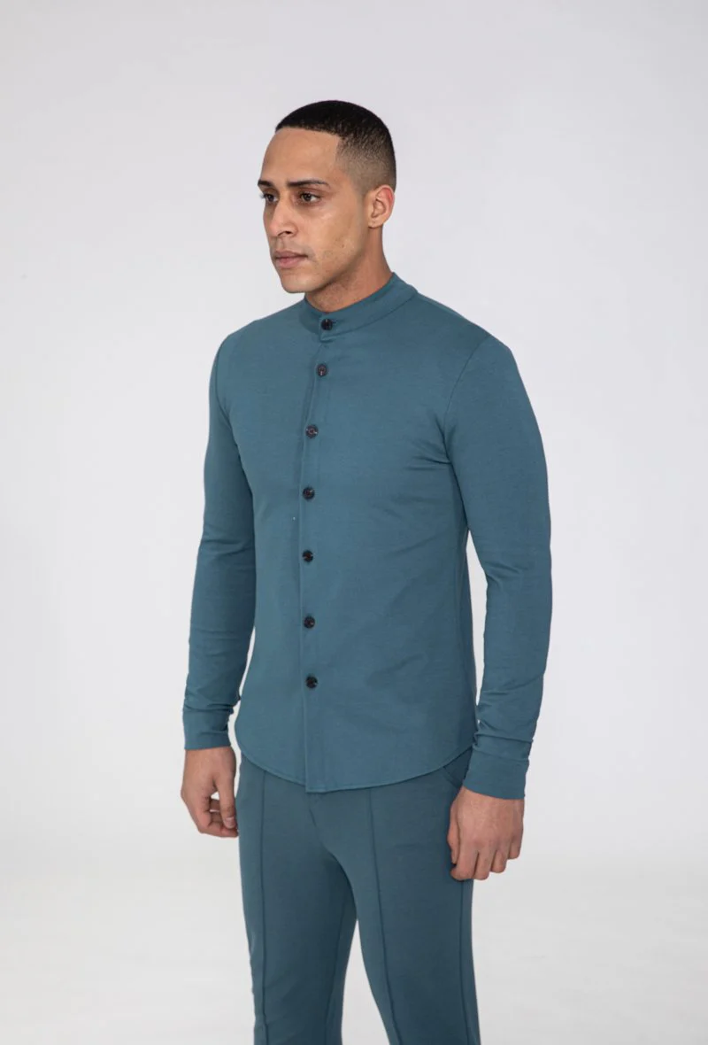 Chemise unie col mao à manches longues - Image 16