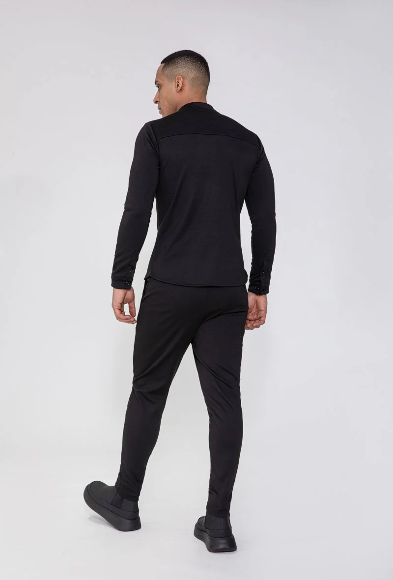 Chemise unie col mao à manches longues - Image 5