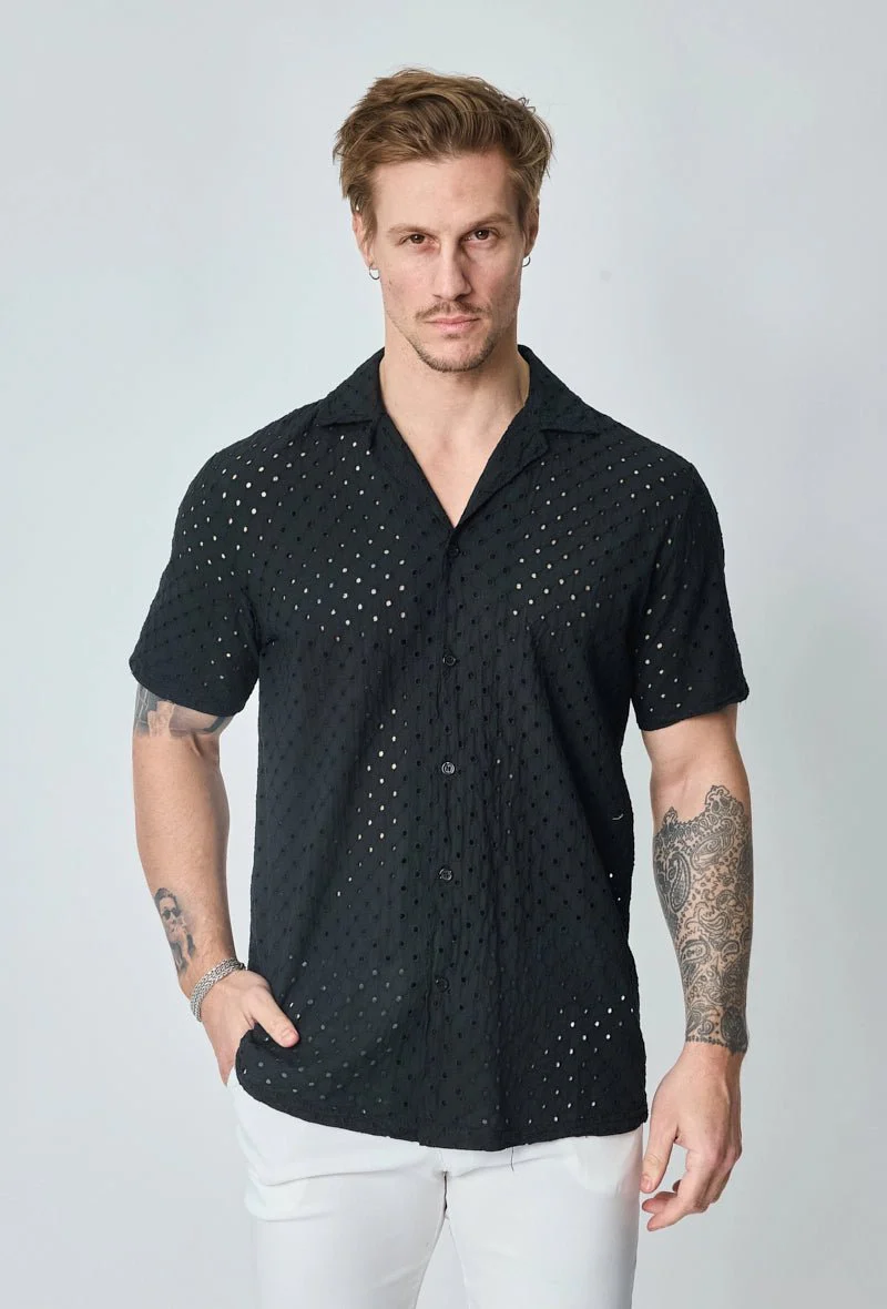 Chemise unie trouée manches courtes - Image 11