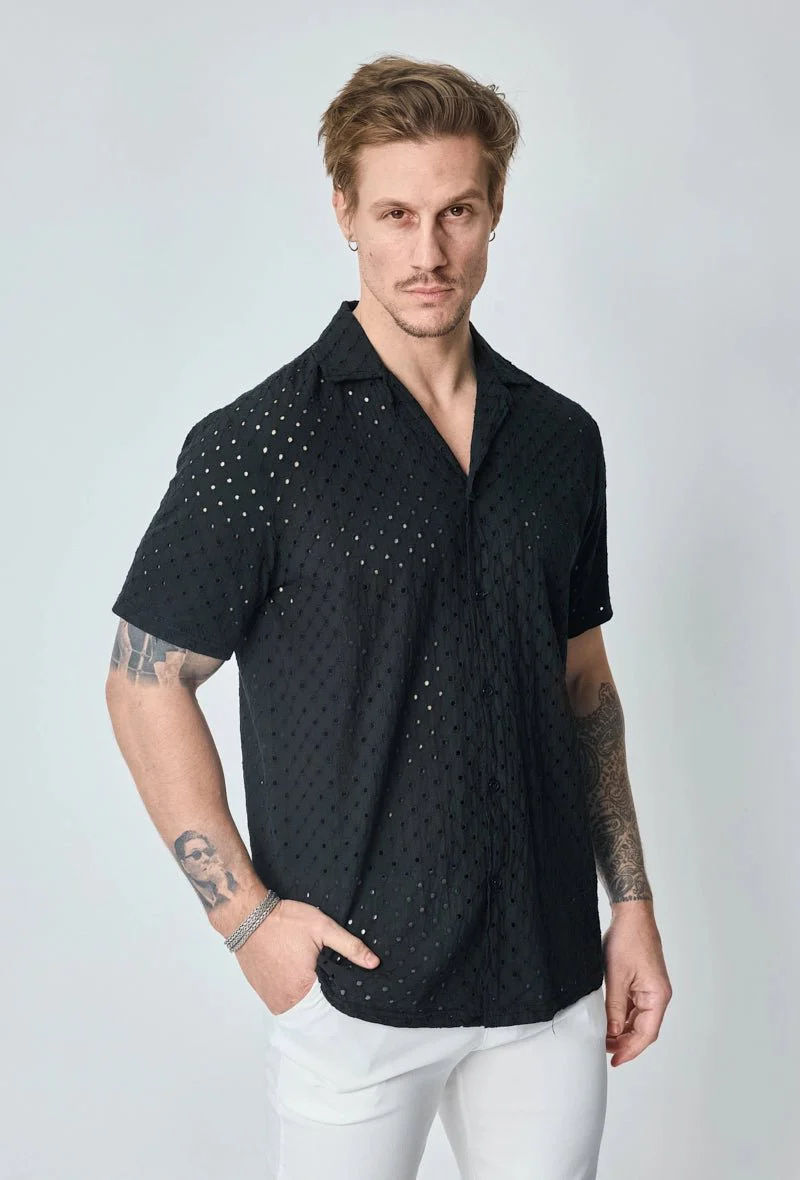 Chemise unie trouée manches courtes - Image 13