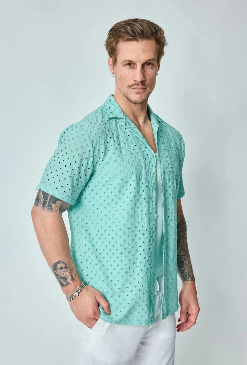 Chemise unie trouée manches courtes - Image 18