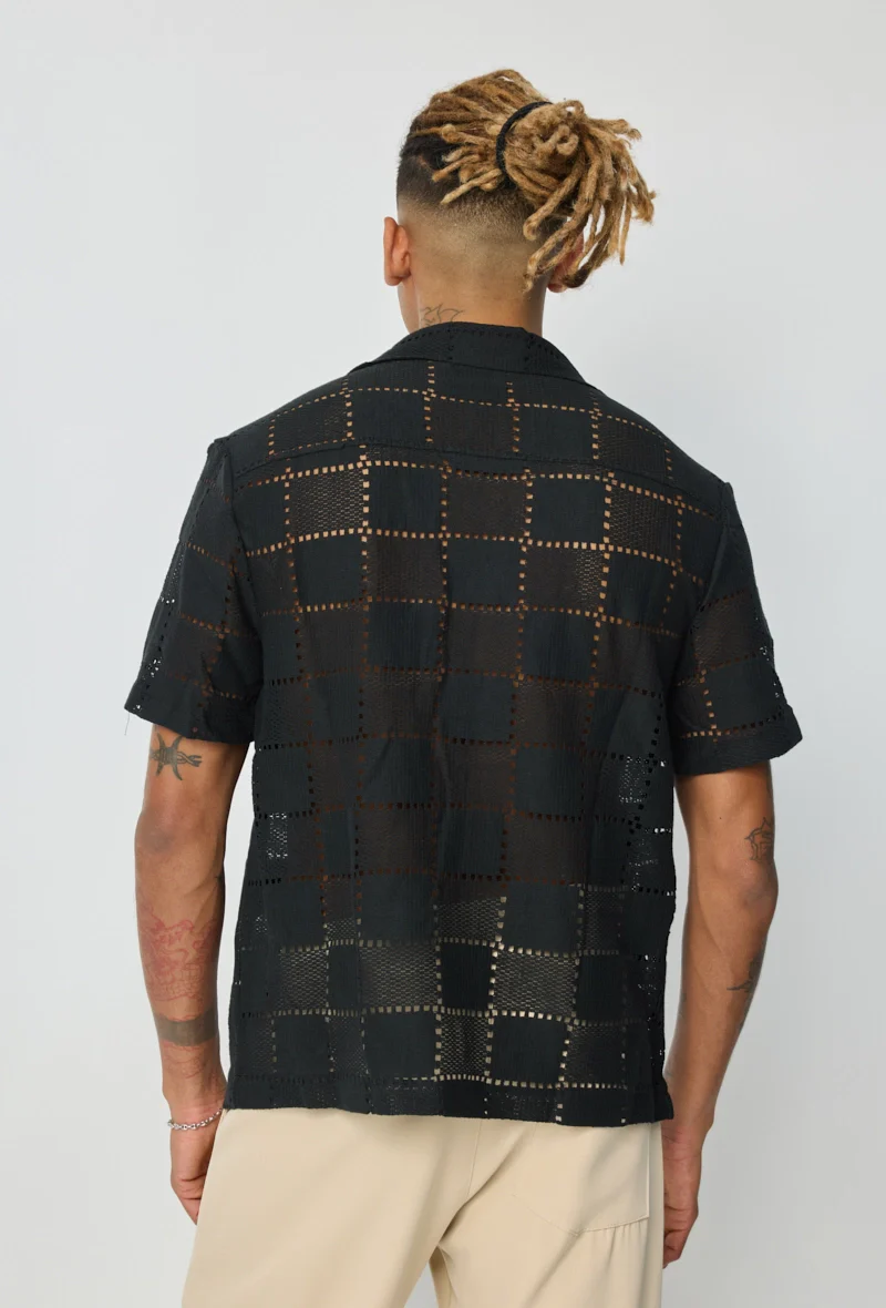 Chemise unie à motif carré - Image 3