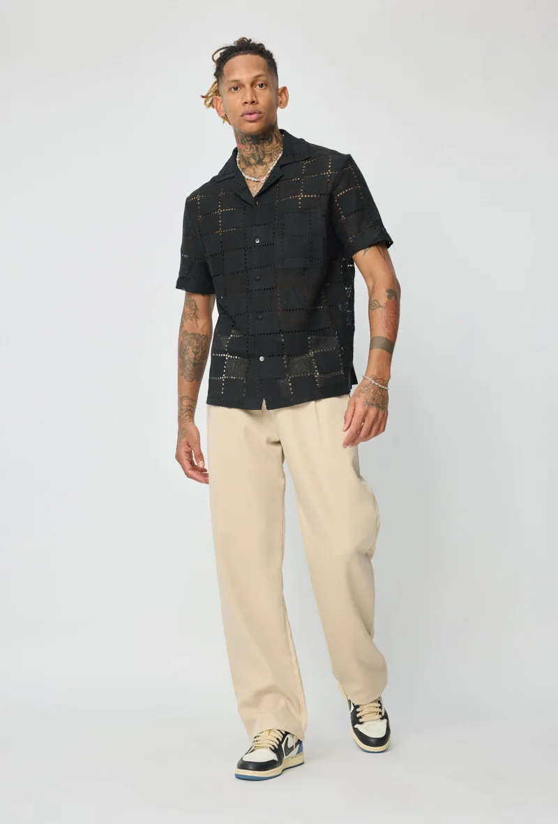 Chemise unie à motif carré - Image 4