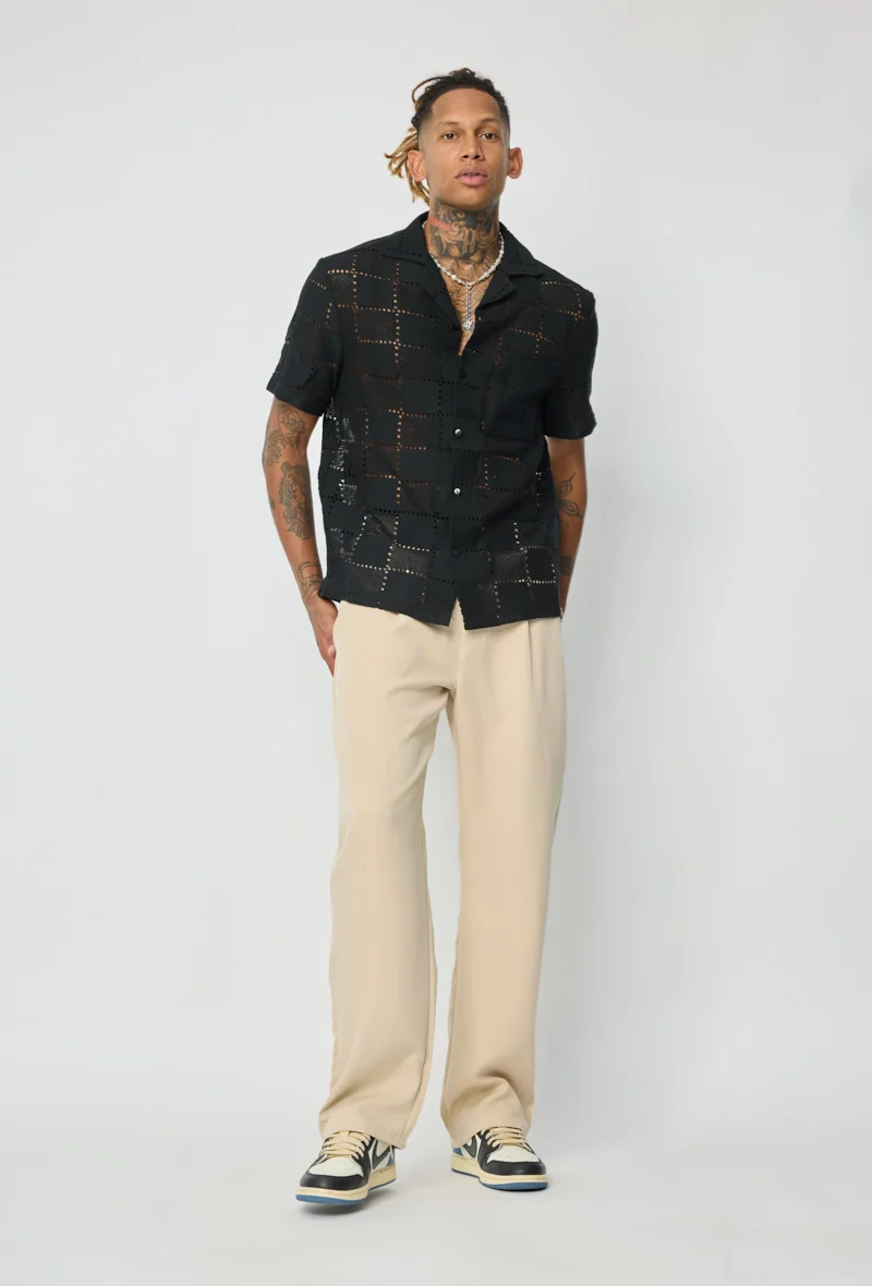 Chemise unie à motif carré - Image 5