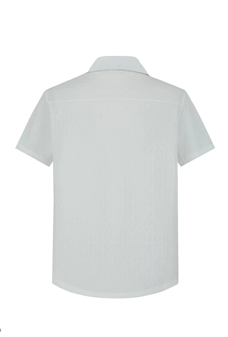 Chemise unie manches courtes à motifs géométriques - Image 9