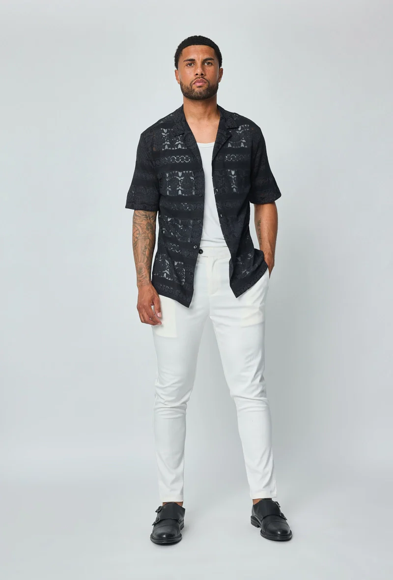 Chemise unie manches courtes à motifs - Image 12