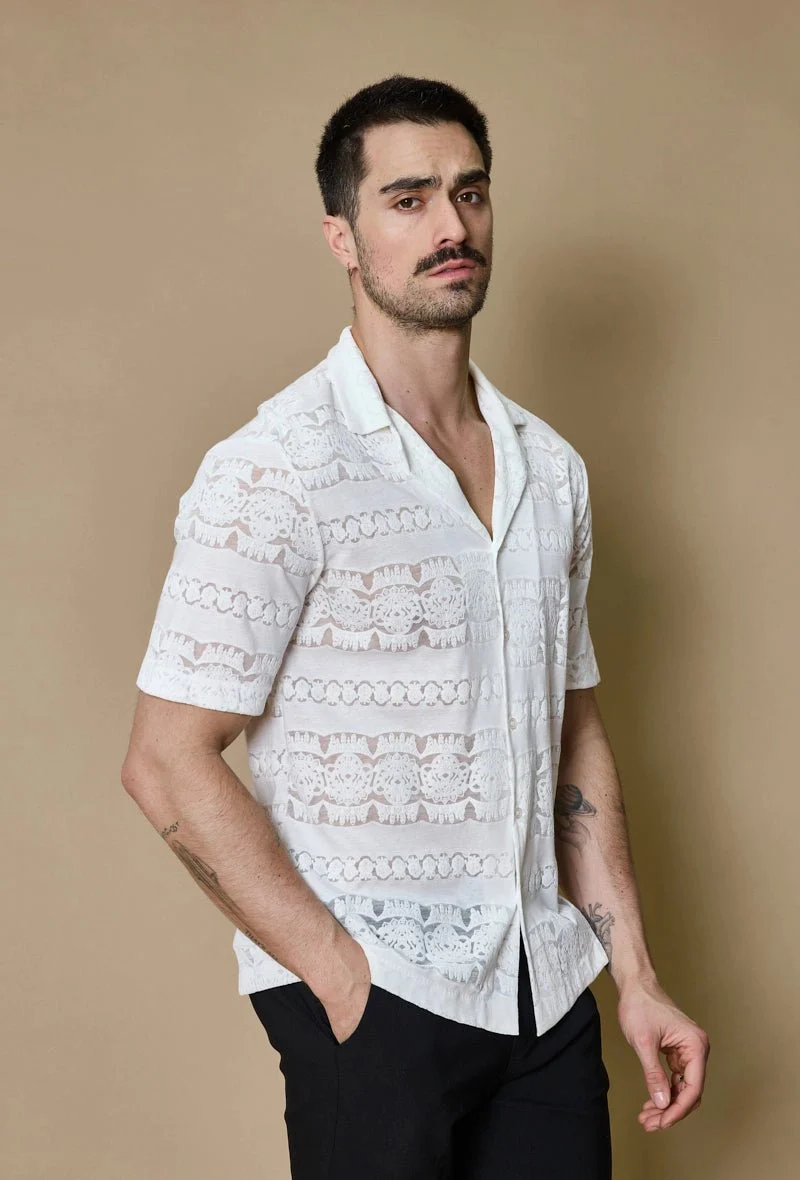 Chemise unie manches courtes à motifs - Image 2