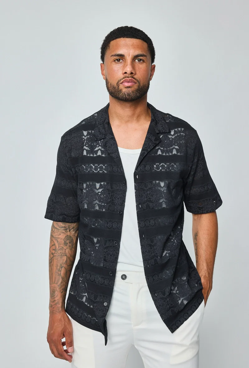 Chemise unie manches courtes à motifs - Image 7