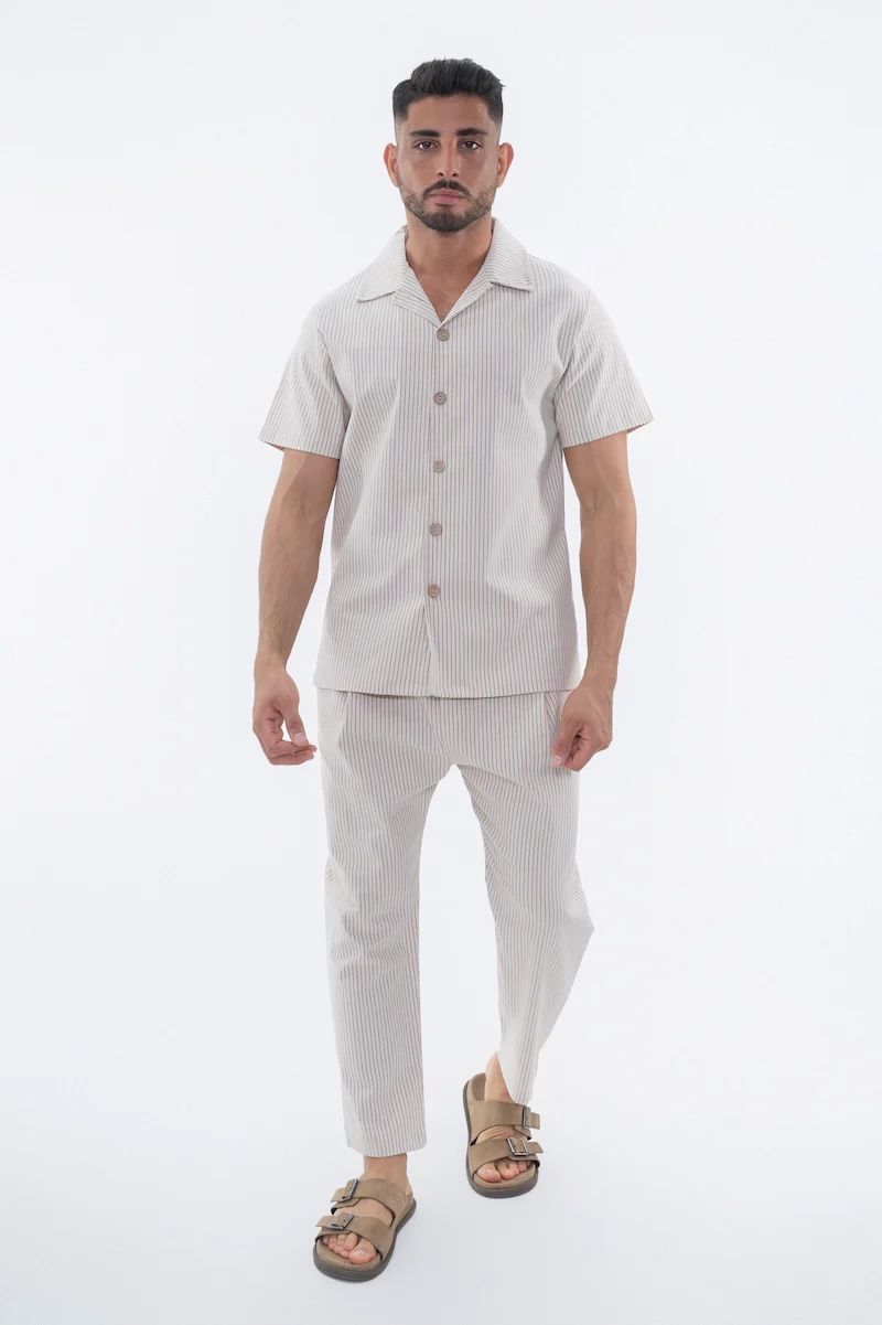 Ensemble à rayures chemise manches courtes pantalon - Image 19