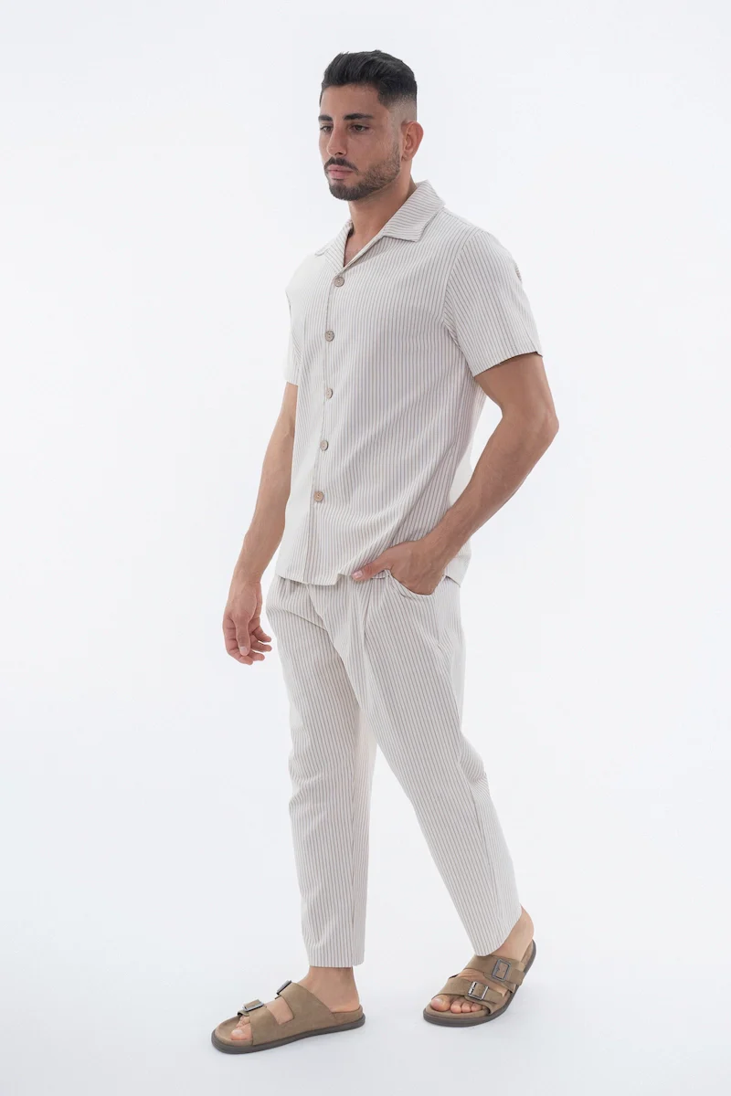 Ensemble à rayures chemise manches courtes pantalon - Image 21