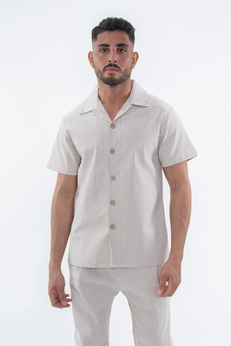 Ensemble à rayures chemise manches courtes pantalon - Image 22