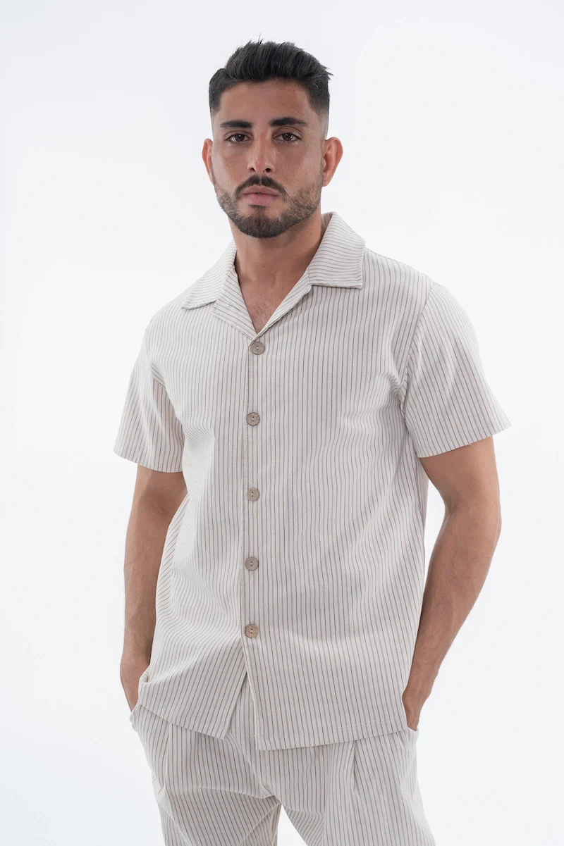Ensemble à rayures chemise manches courtes pantalon - Image 24