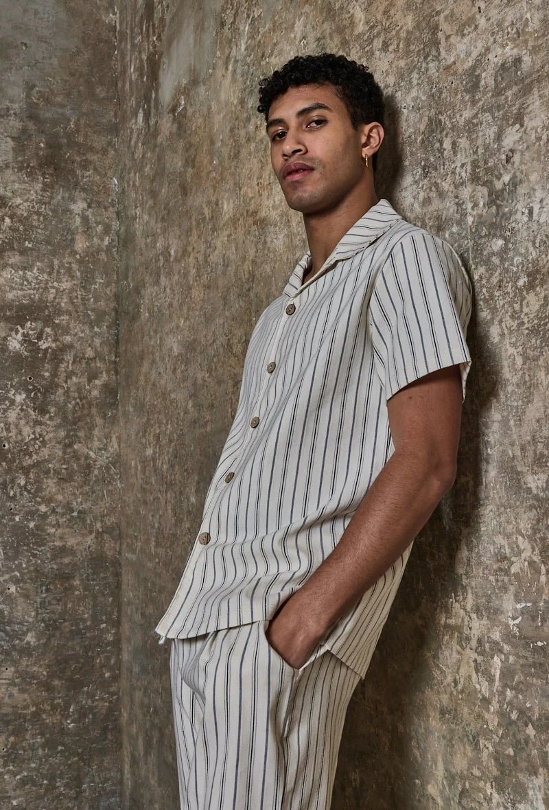 Ensemble à rayures chemise manches courtes pantalon - Image 4