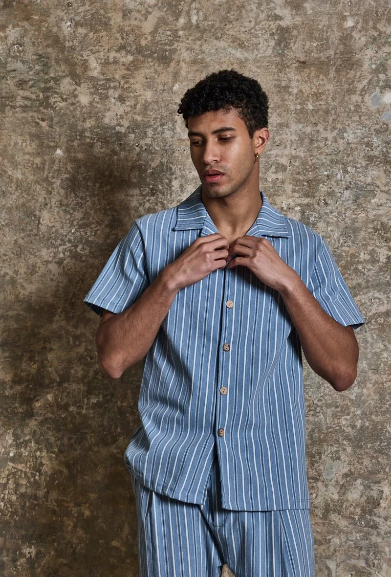 Ensemble à rayures chemise manches courtes pantalon - Image 8