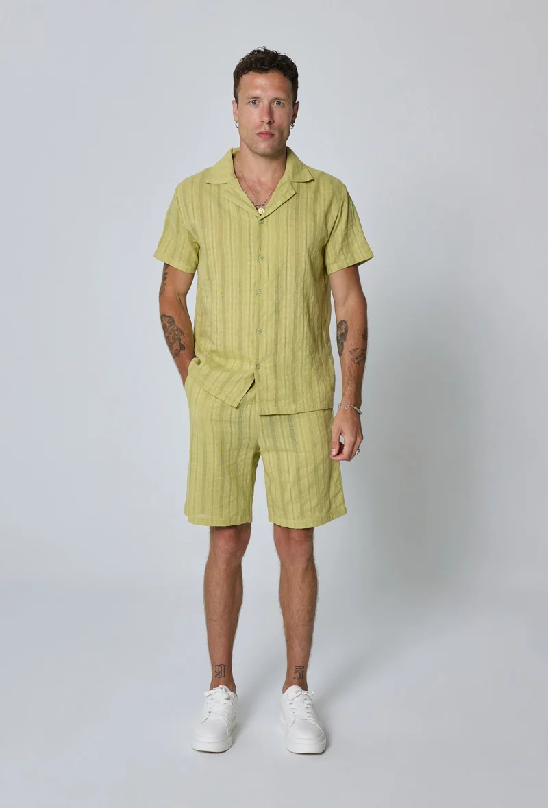 Ensemble à rayures chemise manches courtes short - Image 11