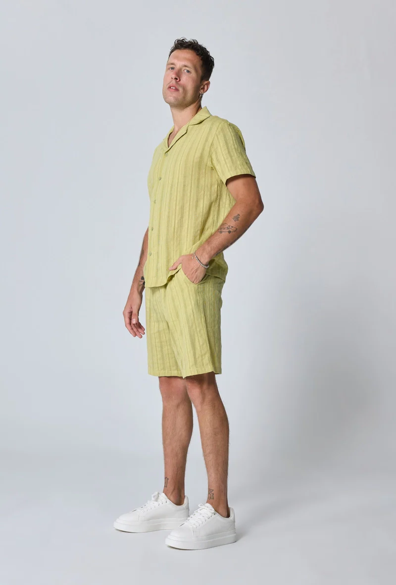 Ensemble à rayures chemise manches courtes short - Image 12