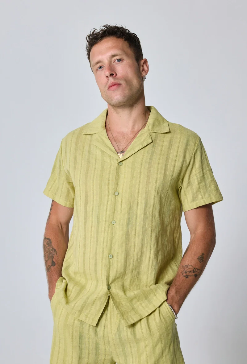 Ensemble à rayures chemise manches courtes short - Image 13