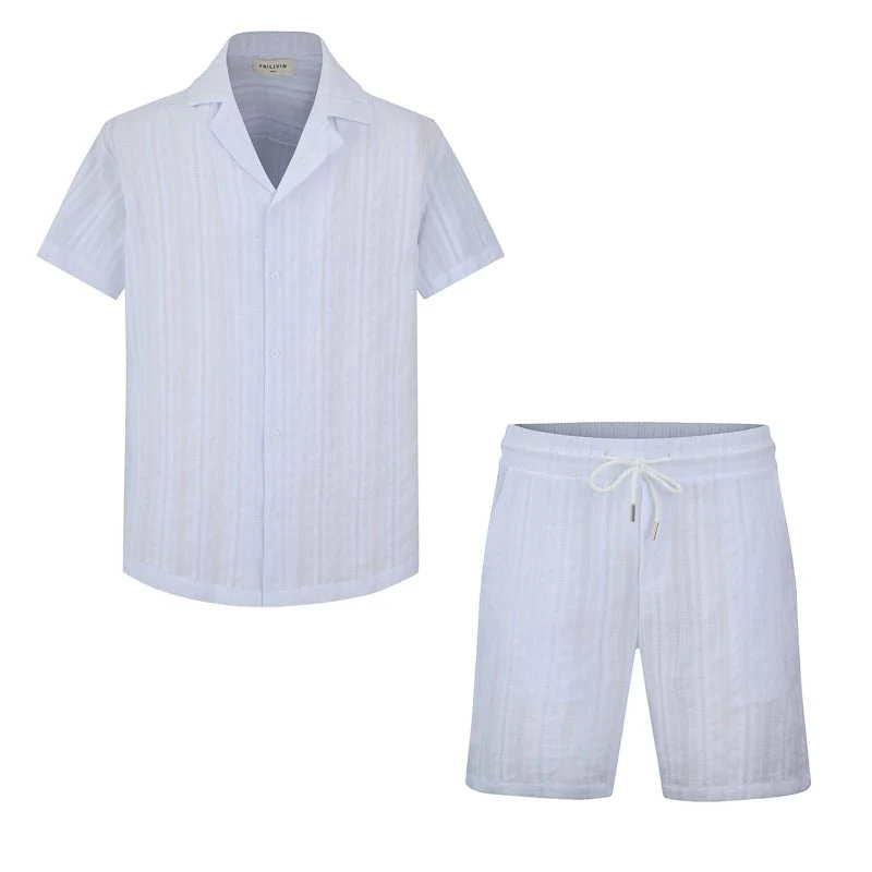 Ensemble à rayures chemise manches courtes short - Image 20