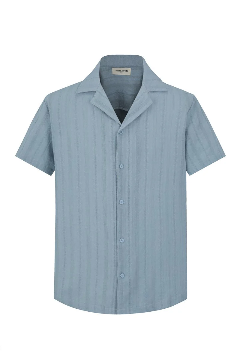 Ensemble à rayures chemise manches courtes short - Image 5