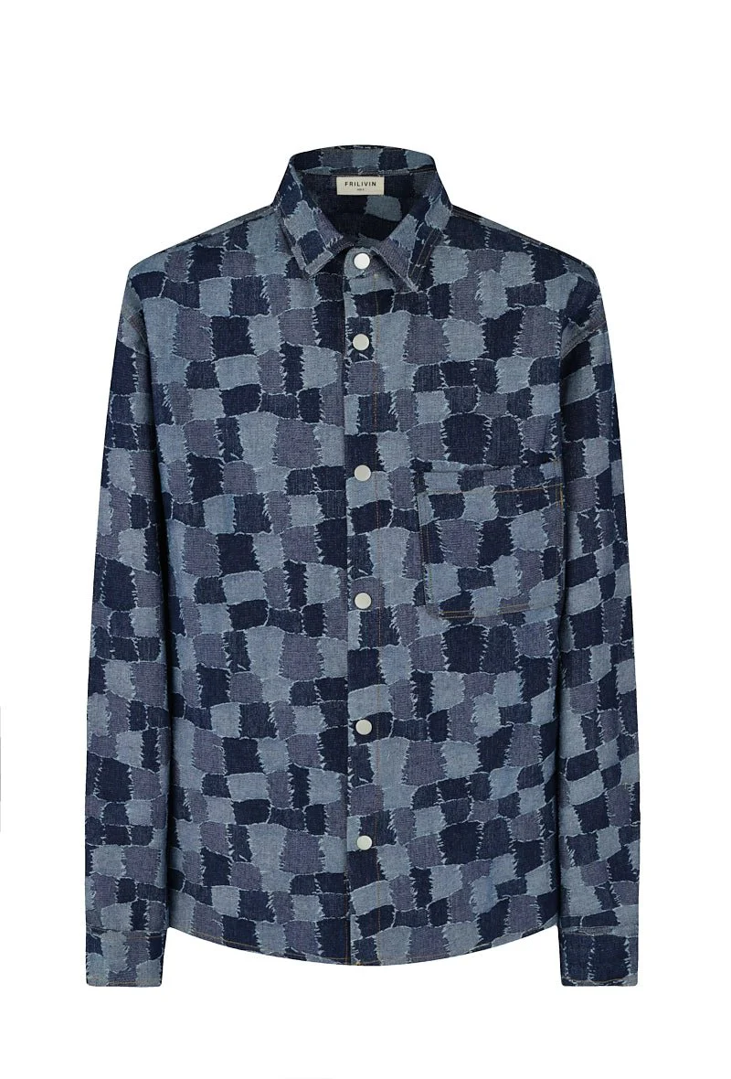 Ensemble chemise pantalon assorti avec un motif de carrés - Image 13