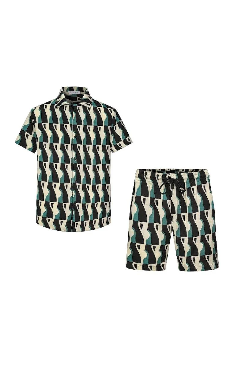 Ensemble chemise short à motifs abstrait - Image 12