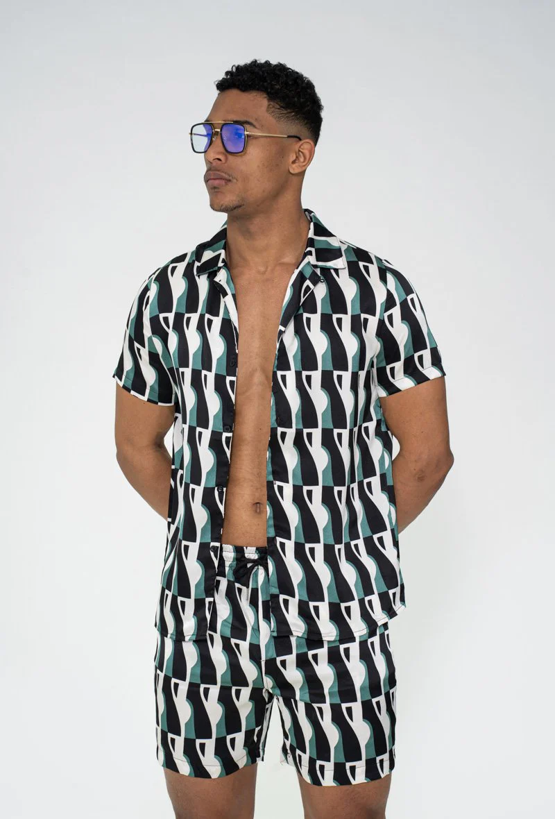 Ensemble chemise short à motifs abstrait - Image 7