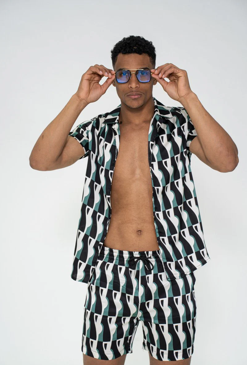 Ensemble chemise short à motifs abstrait - Image 9