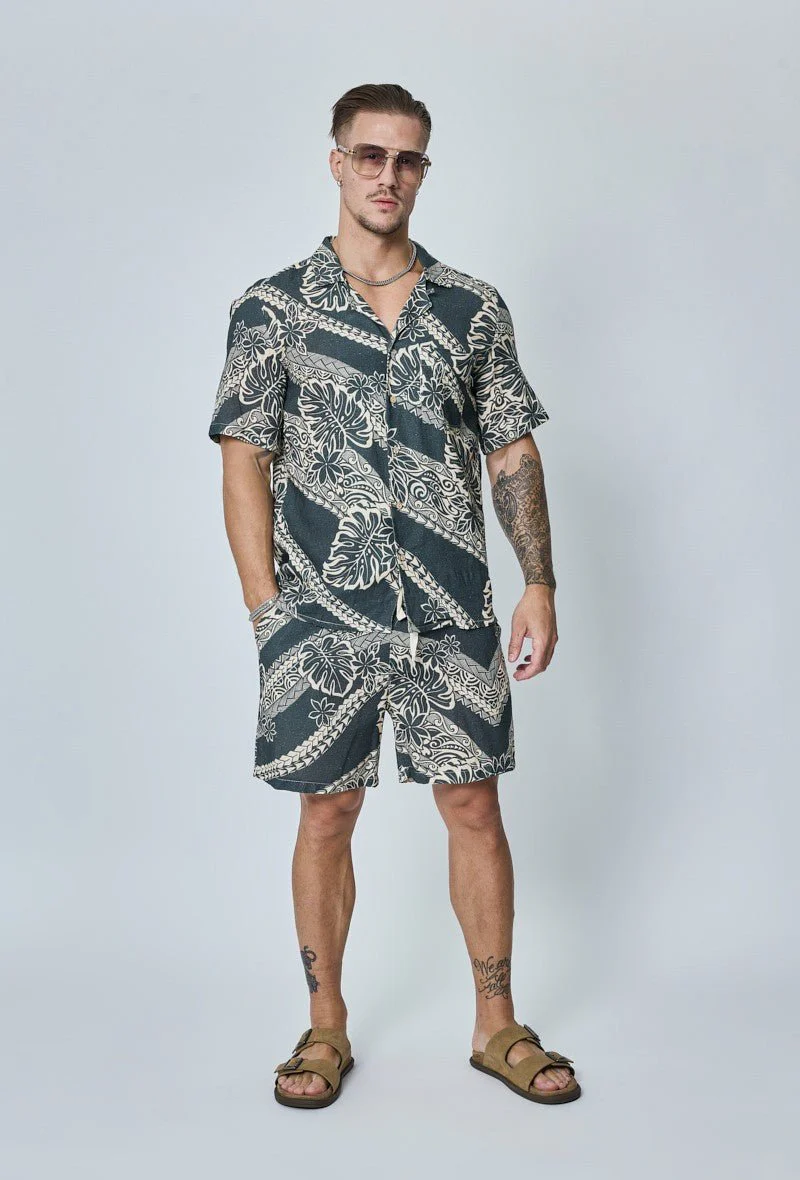Ensemble chemise short à rayure lin